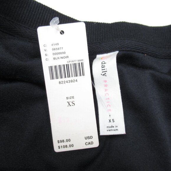 Anthropologie Daily Practice Velvet Puff-Sleeve Dress Black XS - Picture 11 of 11